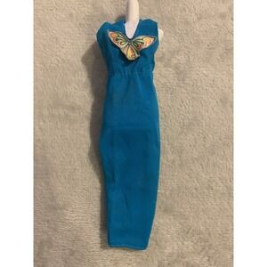 Vintage Barbie 1980 Dress Turquoise w Butterfly #1467‎ Best Buy Fashions